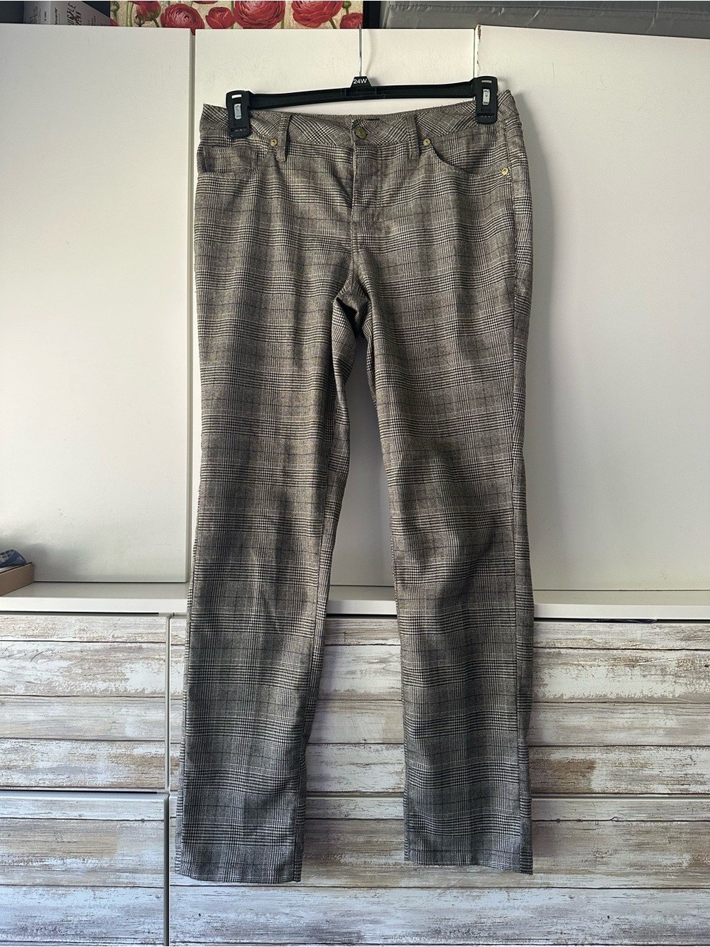🖤 JAG Women’s Size 8 Slim Leg Plaid Pants Gray Black Stretch